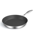 SOGA Stainless Steel Fry Pan 24cm Frying Pan Induction FryPan Non Stick Interior - frying pans - FryPanNS2870A24CM