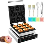 Vevor - Machine a beignets electrique, 2000 w, appareil a donuts commercial avec surface antiadhesive, machine a gaufres chauffante double-face a 9