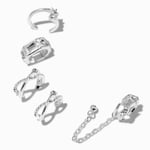 Claire's Boucles d'oreilles superposables manchettes d’oreilles reliées à une chaîne en strass couleur argentée - Lot de 5