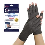 Doctor Developed Compression Gloves for Arthritis & Doctor Written Handbook/Fingerless Arthritis Gloves for Women & Men, Hand Support for Arthritis Pain Relief & Carpal Tunnel (Grey, XL)