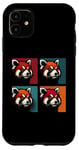 Coque pour iPhone 11 Red Panda Pop Art – Vintage coloré mignon panda rouge amoureux