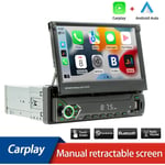 Merkmak - Autoradio Bluetooth 7' ecran Tactile retractable Android 10 CarPlay et Android Auto sans fil Mirrorlink 1 Din Radio fm 7 couleurs