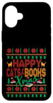 iPhone 16 Plus Happy Books & Cats Xmas Fair Isle Ugly Style Christmas Case