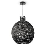 Paco Home - Suspension Salon Boho Lampes En Osier Rotin Lampe Suspendue Noir (Ø45 cm), Lampe à suspension - Type 8