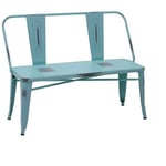 Banc en fer bristol bleu antique avec dossier cm51x111h82,5