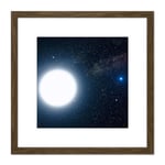 Space NASA Binary Stars Sirius A B Illustration 8X8 Inch Square Wooden Framed Wall Art Print Picture with Mount