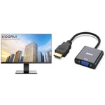 KOORUI 22 Inch Business Computer Monitor, FHD 1080p 75hz Desktop Monitor & BENFEI HDMI to VGA, Gold-Plated Adapter (Male to Female) for Computer, Desktop, Laptop