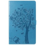 Saturcase Coque Pour Amazon Fire Hd 10 2017, Arbre À Chat Pu Cuir Magnétique Portefeuille Support Porte-Carte Coque Housse Étui Pour All-New Amazon Fire Hd 10 Tablet (7th Gen, 2017 Release) (Bleu)