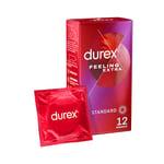 Durex Préservatifs Feeling Extra - 12 Préservatifs Fins et Extra Lubrifiés