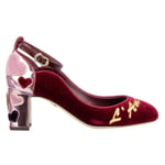 DOLCE & GABBANA Velvet Ankle Strap Hearts Pumps VALLY L'Amore Red Pink 09031