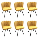 CHARLOTTE - Lot de 6 Chaises Velours Jaune