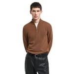 GANT Coton piqué Demi-Fermeture éclair Pull-Over, Coloris : Noisette, XL Homme