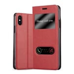 Coque Apple iPhone X en ROUGE SAFRAN de Cadorabo (Design VIEW) Etui de Protection Complète avec Rabat à Clapet, Stand Horizontal et