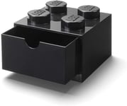 LEGO Desk Drawer 4 Knobs Stackable Storage Box Black