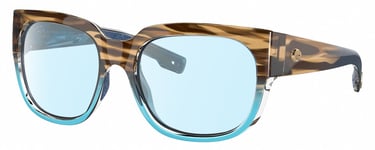 Costa Del Mar Waterwoman Cateye Blue Light Glasses Wahoo Brown Beige Stripe 55mm