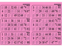 Carton Loto Bingo Plaque De 6 Grilles Imprimees - Rigide 1 Mm, Couleur Rose, Format Standard - Set Accessoire Tirage Et Carte