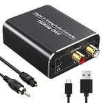 Convertisseur Dac Audio 192Khz Numérique Vers Analogique,Aluminium Dac Adaptateur,Digital Spdif Optique Coaxial Toslink Vers Stéréo L/R Rca Jack 3,5Mm,Pour Tv Blu-Ray Xbox