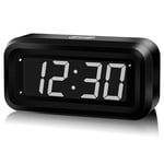 KWANWA Alarm Clock, Digital Clock Battery Operated with Big 1.2'' LED Time Display,Adjustable Brightness,12/24Hr,Portable Cordless,Alarm Clocks Bedside for Travel/Wall/Shelf/Desk (White display)