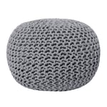 Pouf Rond en Coton Gris Foncé à Billes de Polystyrène Coussin d'Intérieur Conrad