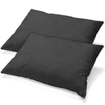 aqua-textil Classic Line Housse de Coussin Lot de 2 Fermeture Éclair Coton 40 x 80 cm Anthracite