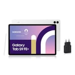 Samsung Galaxy Tab S9 FE+ Tablette, 12.4" Wifi 128Go, S Pen inclus, Batterie longue durée, Certification IP 68, Argent, Chargeur secteur rapide 25W inclus [Exclusivité Amazon], Version FR