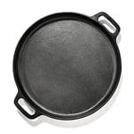 ToCis Big BBQ Plaque de cuisson lisse 35 x 3 cm (ØxH) en fonte | Poêle à griller adaptée au BBQ et à la cuisinière | Poêle universelle ronde et pré-culottée pour rôtir et cuire sur le gril