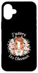 Coque pour iPhone 16 Plus Accessoires cheval équitation filles kawaii fleurs cavalière