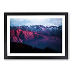 Big Box Art Purple Light Upon Mountain Tops in Abstract Framed Wall Art Picture Print Ready to Hang, Black A2 (62 x 45 cm)