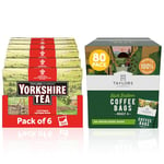 Bundle of Yorkshire Tea (Total of 960 Tea Bags) + Taylors of Harrogate Rich Italian Ground Coffee Bags, (80 Enveloped Bags) - Perfect for Offices