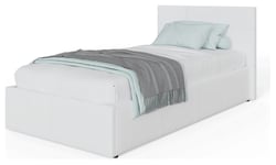 GFW End Lift Single Faux Leather Ottoman Bed - White