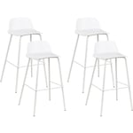 Beliani - Lot 4 Tabourets de Bar Modernes Siège en Plastique Synthétique Blanc Pieds en Métal Chaises de Cuisine Mora