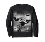 Giraffe UFO Starry Sky Giraffe Selfie with UFOs Long Sleeve T-Shirt