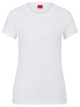 HUGO Womens The Plain Tee Cotton-Jersey T-Shirt with Reversed-Logo Print White