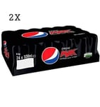 2 x Pepsi Max Soft Drink Can 330ml tin 24 Pack zero sugar cola fizzy uk 48 total