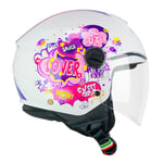 CGM Mini Casque Jet Mixte Enfant, Fuchsia Blanc, YXL (53-54cm)