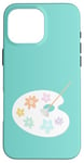 Coque pour iPhone 16 Pro Max Blossoming Artist Palette de peinture florale Pinceau éventail