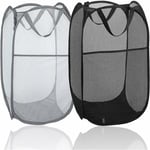 Lot de 2 paniers à linge pliables en maille avec poignées durables, idéal pour la maison, la chambre des enfants, le collège, le dortoir, les voyages