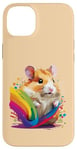 Coque pour iPhone 14 Plus hamster accessoire drôle meme animaux anniversaire enfant multicolore