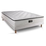 Prestige Literie - Ensemble matelas sommier Privilège 140 x 200 cm - Couleur : Blanc