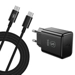 SIGN Lenovo Tab Hurtiglader USB-C PD 20W med USB-C kabel, 2m - Sort