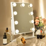 Hansong Vanity Mirror with Lights Light up Vanity Makeup Mirror with 9 LED Bulbs Tabletop Plug in Makeup Mirror with Lights 360 Rotation with 10x Magnifying Mirror