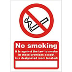 Prohibition Sign Against the Law to Smoke on these Premises Vinyl 21 x 29.7 cm