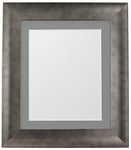 FRAMES BY POST Hygge Picture Photo Frame, Plastic Glass, Pewter with Dark Grey Mount, 50 x 70 cm Image Size 24 x 16 Inches