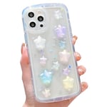 HZLFCZL Coque Compatible avec iPhone 13 Pro Cute Dessin animé à Paillettes 3D Color Étoiles en Cristal cœur pour Femmes et Filles Kawaii Jolie Coque de Transparente Phone Case-Color Star