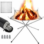 Brasero Portable Pour Extérieur, Grille Barbecue/Chauffage Pliable, Foyer De Camping, Avec Sac De Transport, En Acier Inoxydable, Pour Patio, Camping, Jardin, Voyage (56 X 56 X 43 Cm),Style A