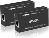 Extenseur HDMI (émetteur et récepteur) de 60 m avec câble Ethernet RJ45 Cat5e Cat6 Cat7 jusqu'à 60 m, prend en charge 1080p 3D HDCP EDID pour PC/ordinateur portable, DVD, Sky, PS4, caméra HD.[V1089]