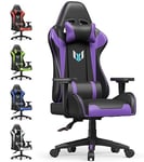 bigzzia Gaming Chair Office Chair,155 Degree PU Leather Ergonomic Office Chair with Lumbar Cushion&Headrest&Fixed Armrest,Gaming Chair Gaming Seat Adult Young Boy Girl (Purple)