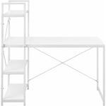 Helloshop26 - Bureau avec étagères poste de travail table de bureau panneau de fibre de bois mélaminé et métal 122 x 120 x 64 cm blanc