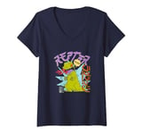 Rugrats Fire Breathing Reptar Rawr Retro V-Neck T-Shirt