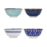 KitchenCraft Set of 4 Ceramic Bowls Blues Design